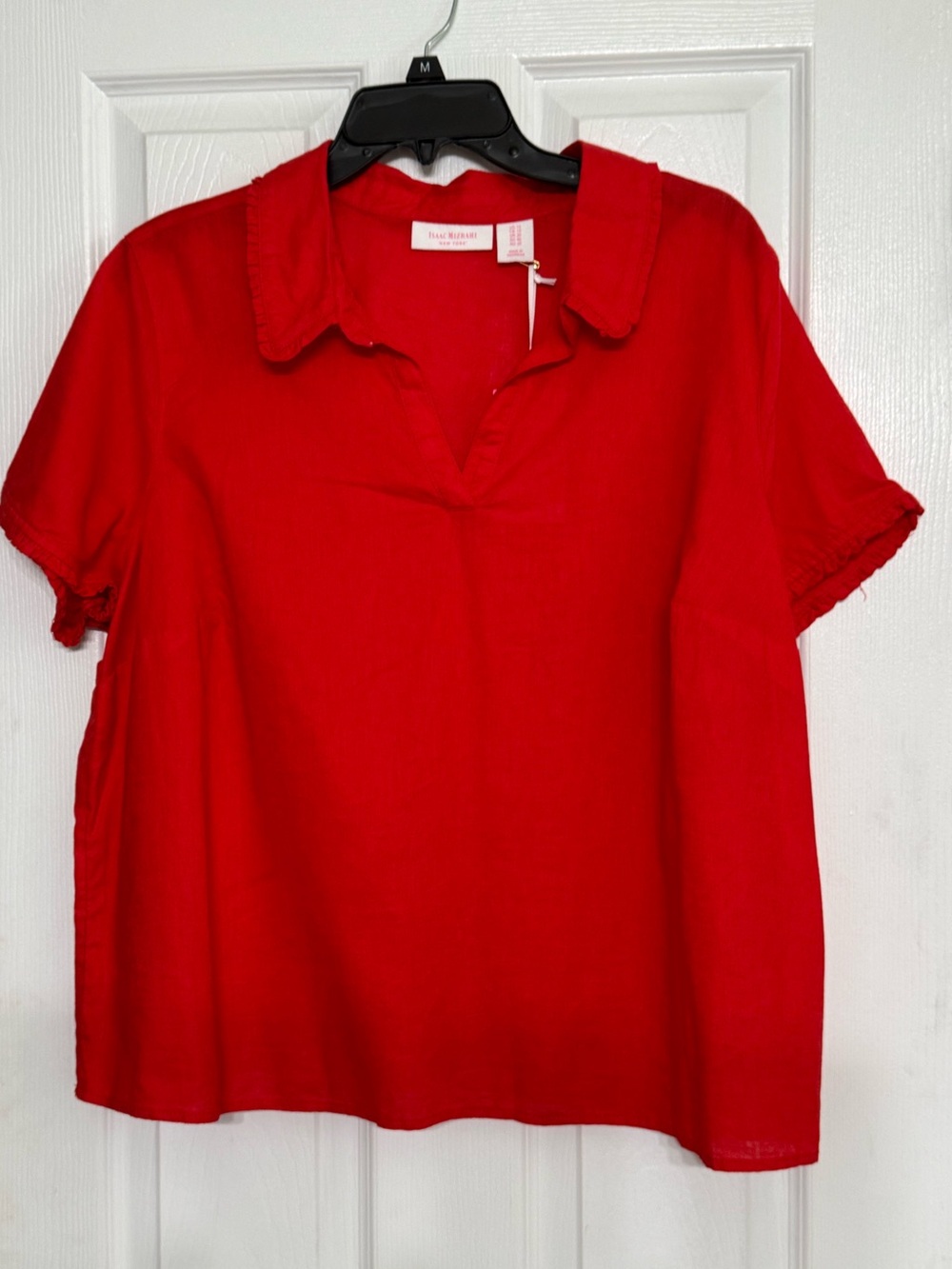 Isaac Mizrahi Red Short-Sleeve Polo Tunic 1X